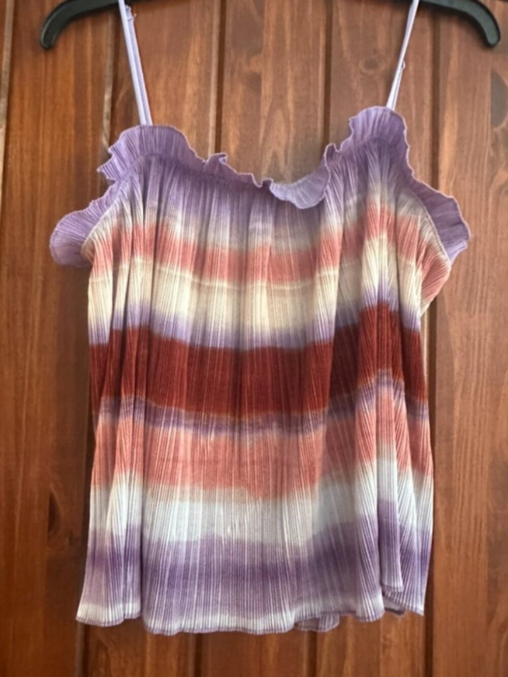 Madewell Pleated Top Tie Dye Purple Rust — Size M